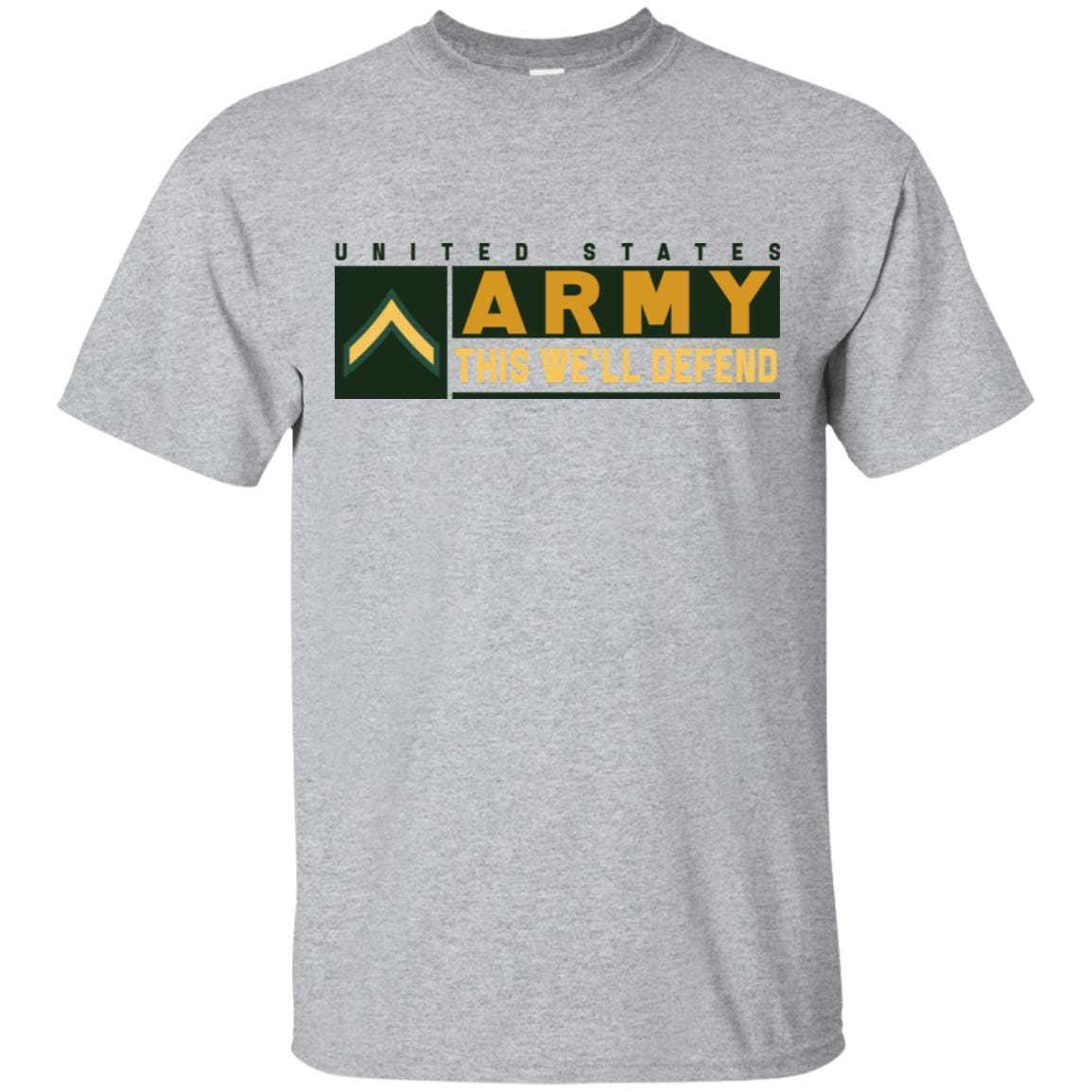 US Army E-2 Private Second Class This We Will Defend T-Shirt On Front For Men-TShirt-Army-Veterans Nation