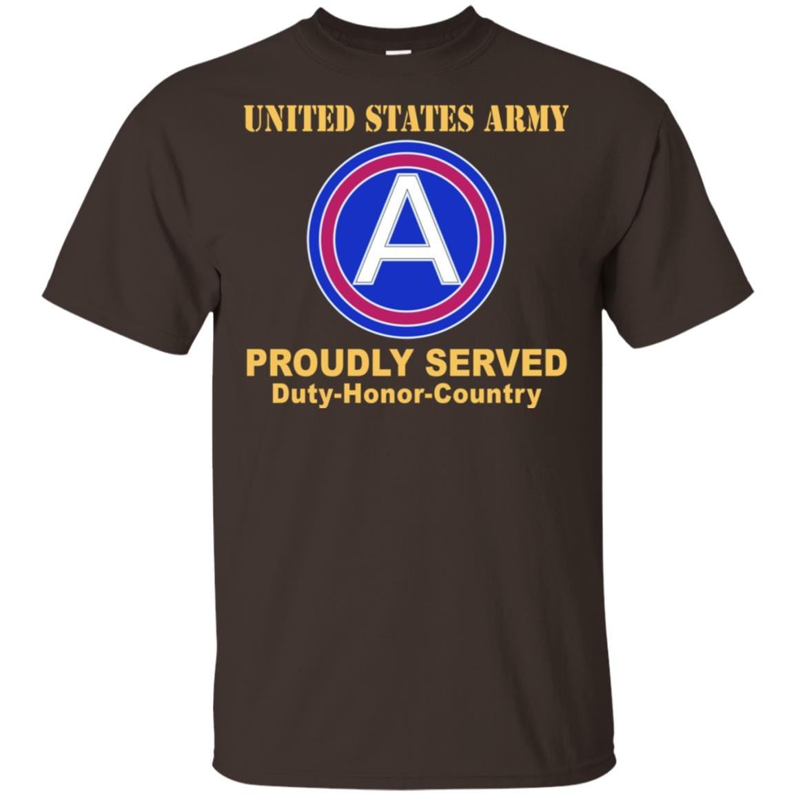 US ARMY CENTRAL CSIB- Proudly Served T-Shirt On Front For Men-TShirt-Army-Veterans Nation