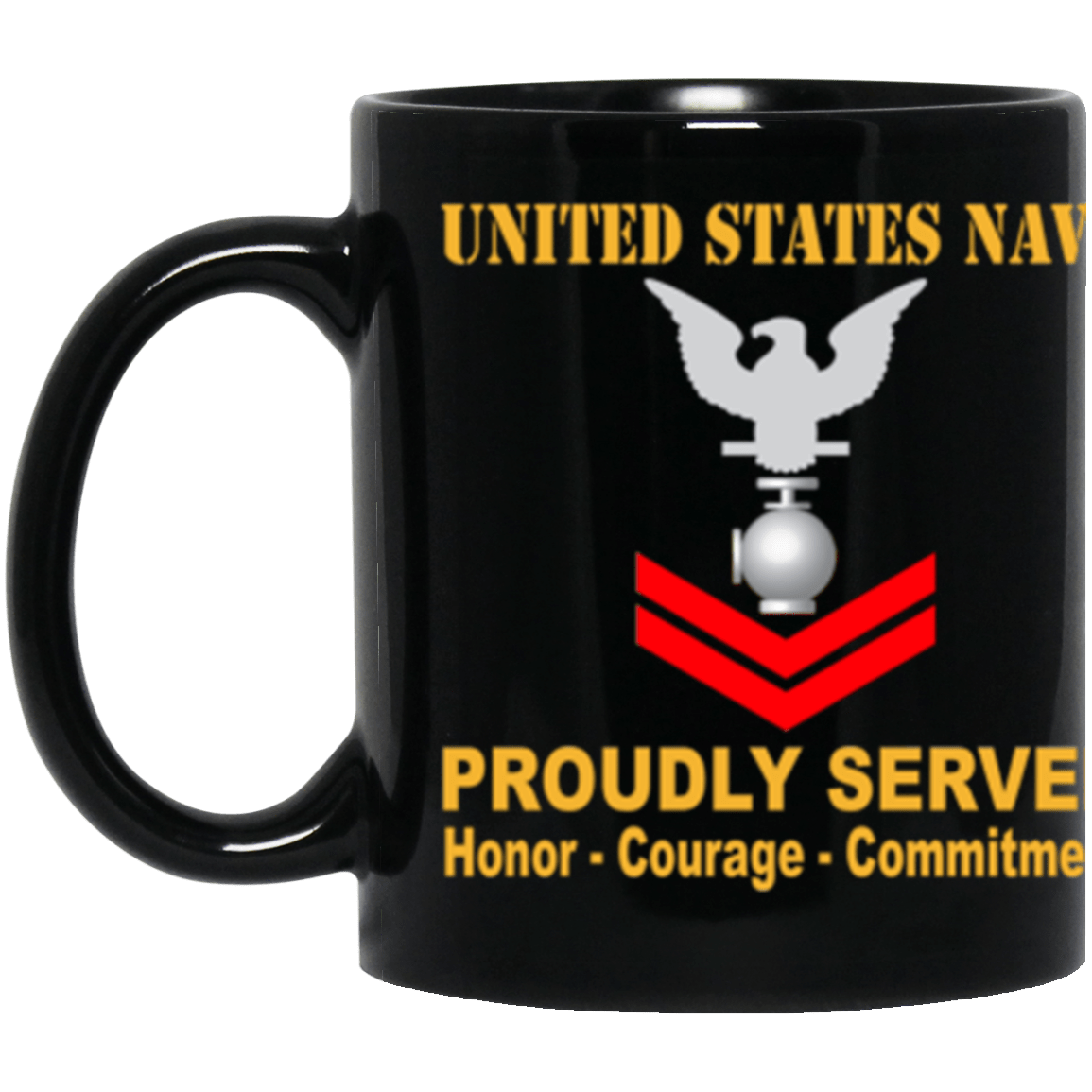 US Navy Utilitiesman Navy UT E-5 Red Stripe 11 oz. Black Mug-Drinkware-Veterans Nation