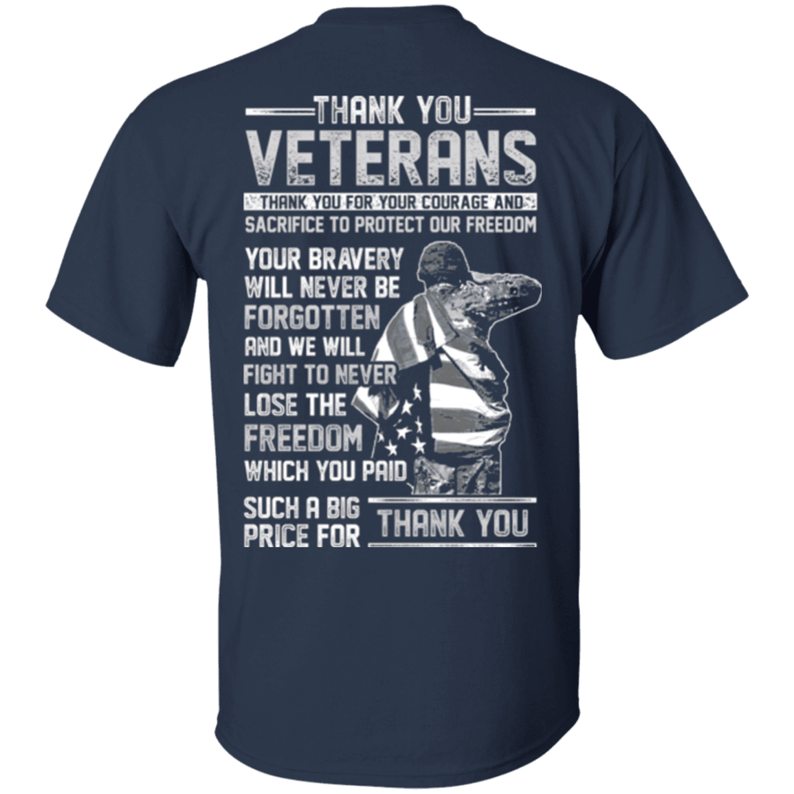 Military T-Shirt "Thank You Veterans" - Men Back-TShirt-General-Veterans Nation