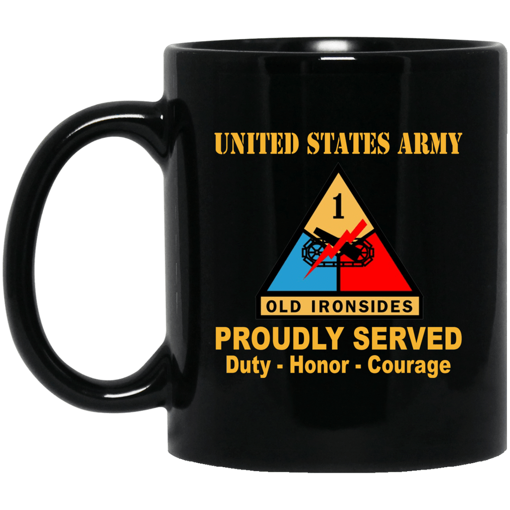 US Army 1st Armored Division 11 oz - 15 oz Black Mug-Mug-Army-CSIB-Veterans Nation