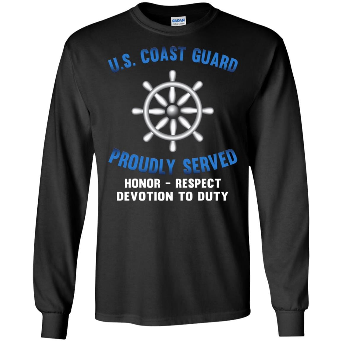 US Coast Guard Quartermaster QM Logo Proudly Served T-Shirt For Men On Front-TShirt-USCG-Veterans Nation