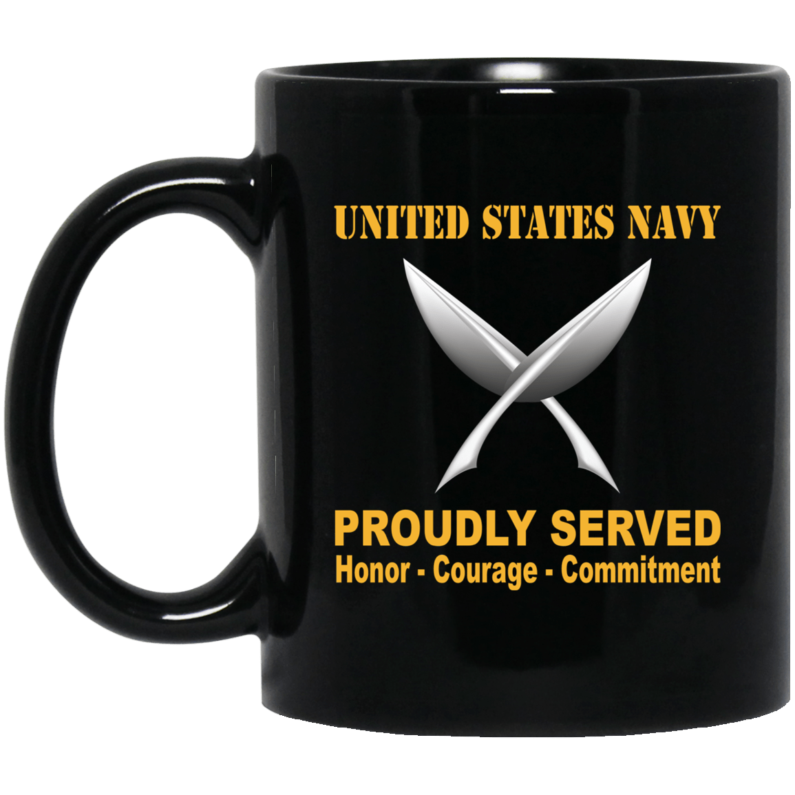 U.S Navy Yeoman Navy YN Proudly Served Black Mug 11 oz - 15 oz