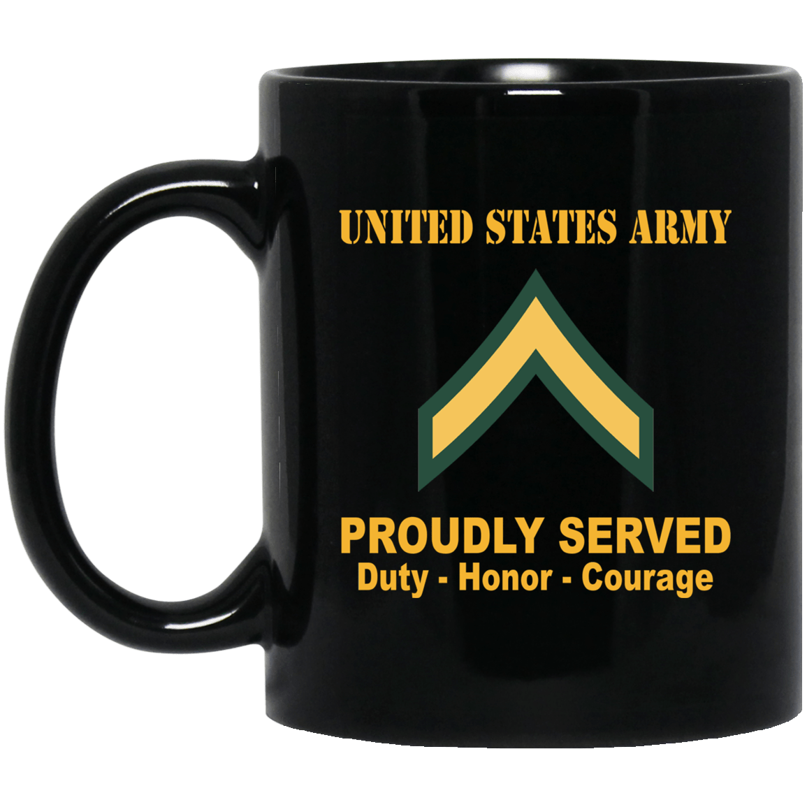 US Army E-2 PV2 E2 Private Second Class Ranks Proudly Served Black Mug Black Mug-Mug-Army-Ranks-Veterans Nation