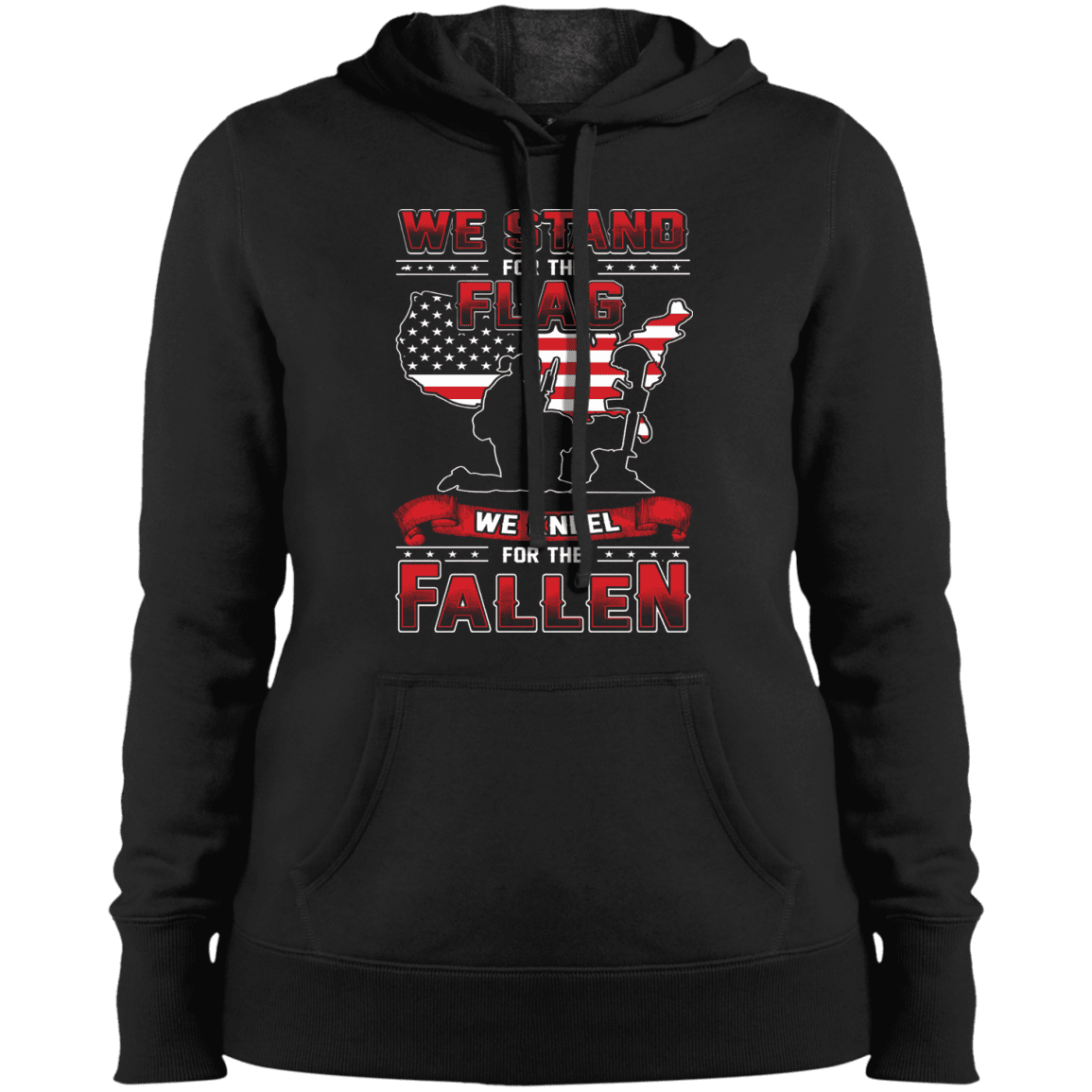 Military T-Shirt "We Stand For The Flag Knell For The Fallen Female Veteran" Front-TShirt-General-Veterans Nation