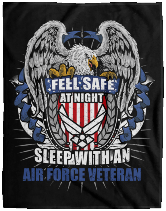 Feel Safe At Night Sleep With An Air Force Veteran Cozy Plush Fleece Blanket - 60x80-Blankets-USAF-Logo-Veterans Nation