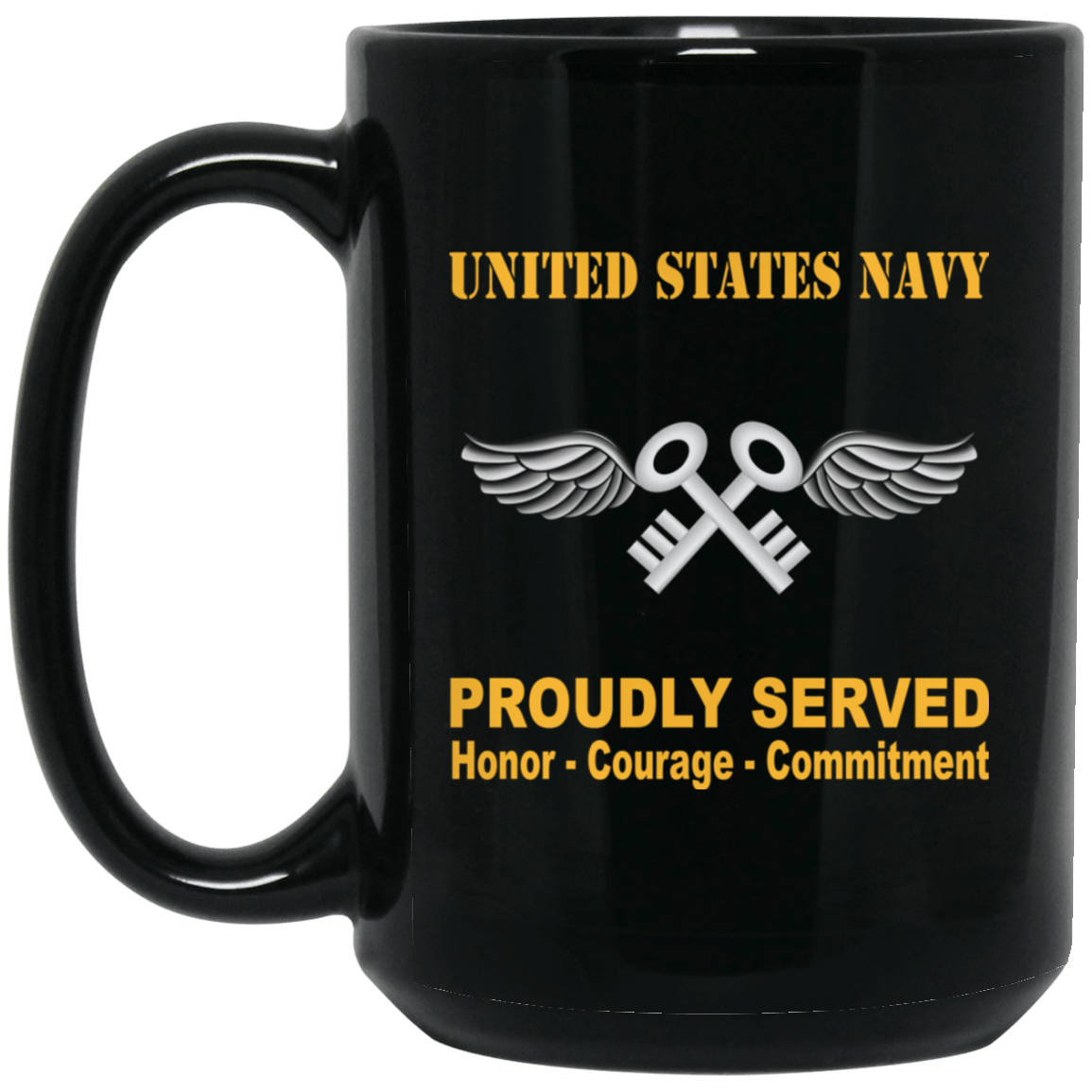 Navy Aviation Storekeeper Navy AK Proudly Served Black Mug 11 oz - 15 oz-Mug-Navy-Rate-Veterans Nation