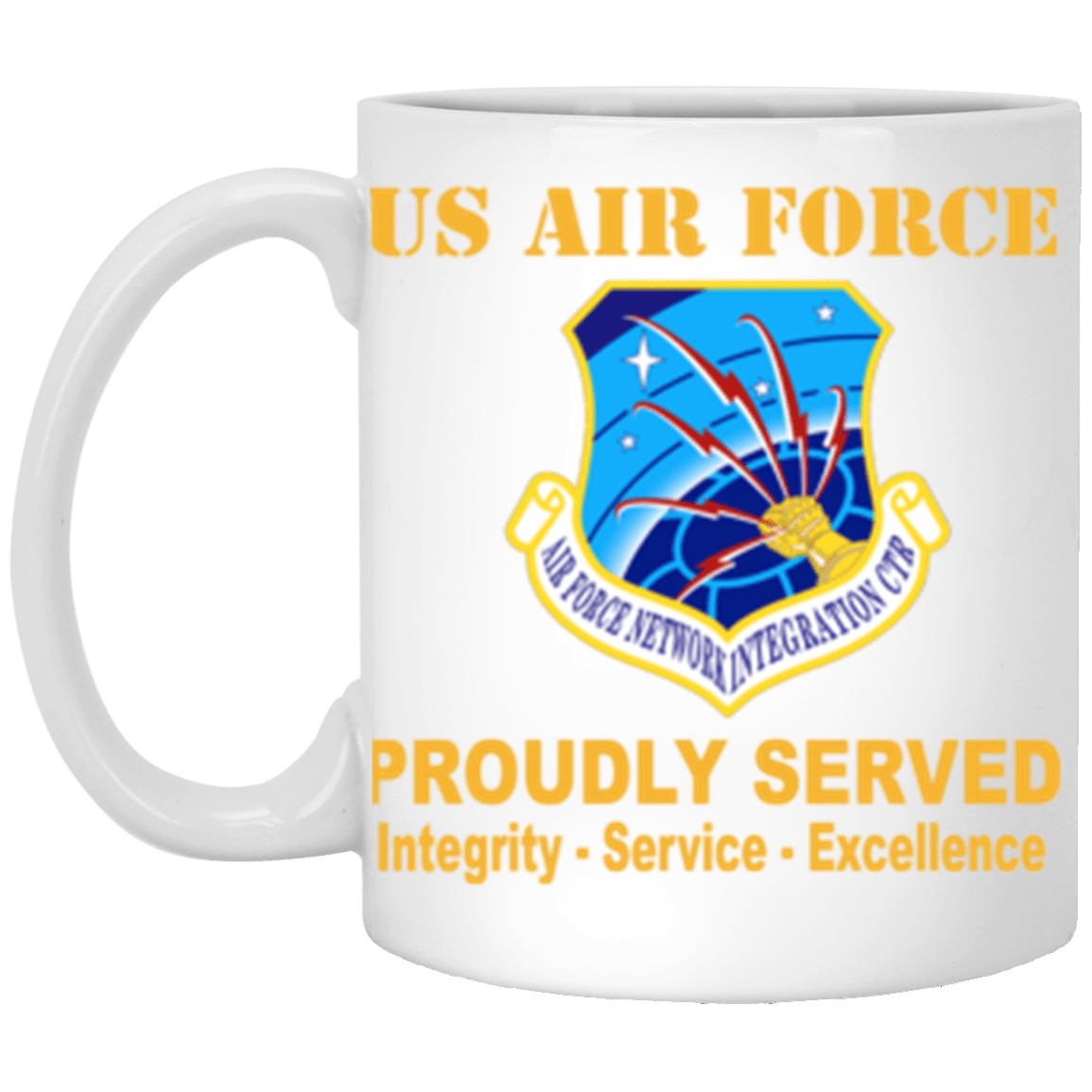 US Air Force Communications Command Proudly Served Core Values 11 oz. White Mug-Drinkware-Veterans Nation