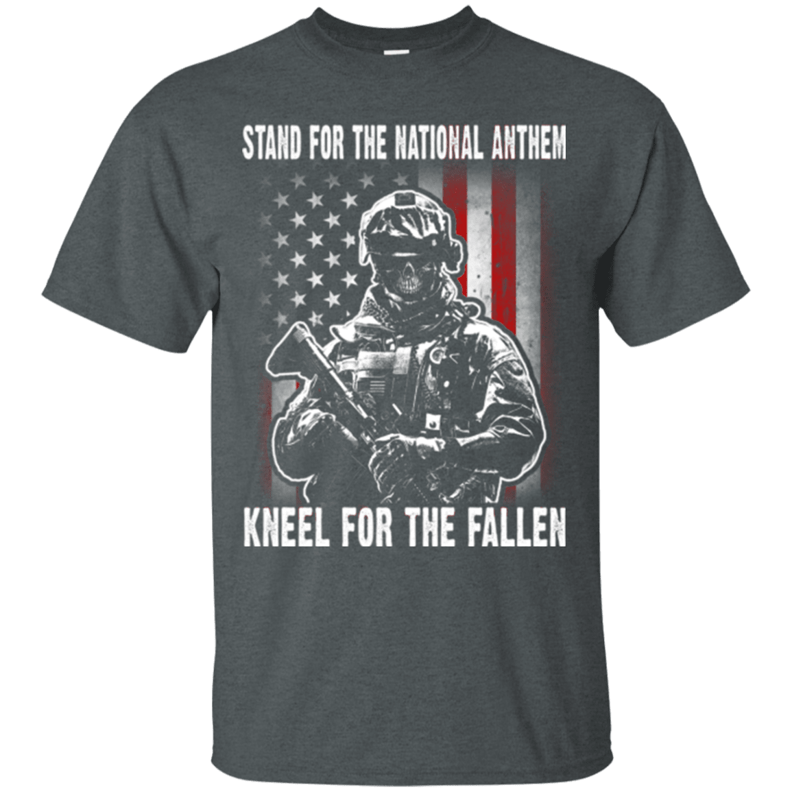 Military T-Shirt "Stand For The National Anthem Kneel For The Fallen"-TShirt-General-Veterans Nation
