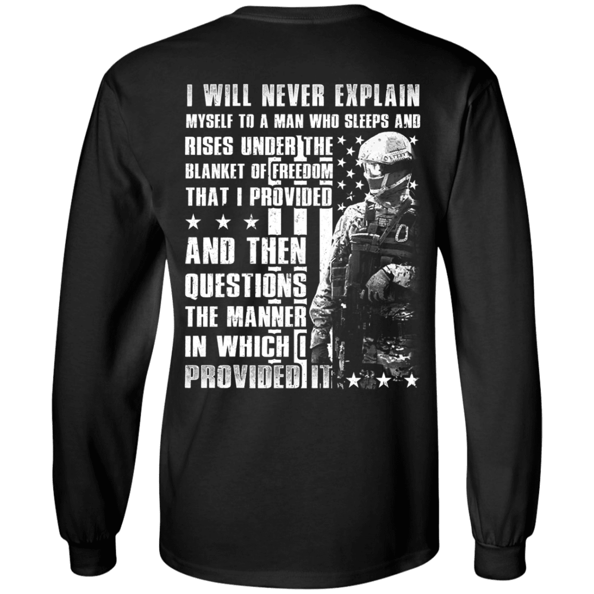 Military T-Shirt "Veteran - I Will Never Explain Myself To A Man" - Men Back-TShirt-General-Veterans Nation