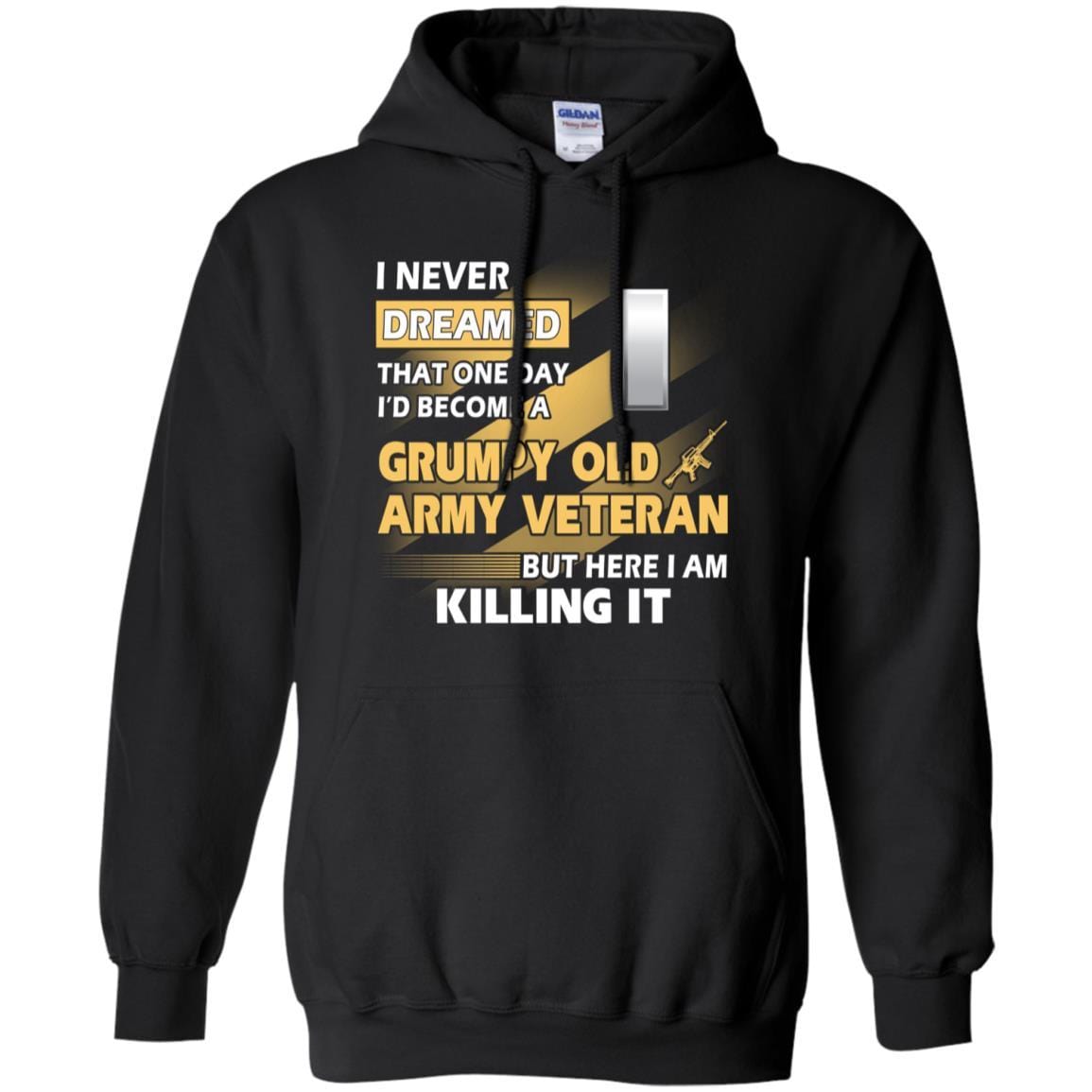 US Army T-Shirt "Grumpy Old Veteran" O-2 First Lieutenant(1LT) On Front-TShirt-Army-Veterans Nation
