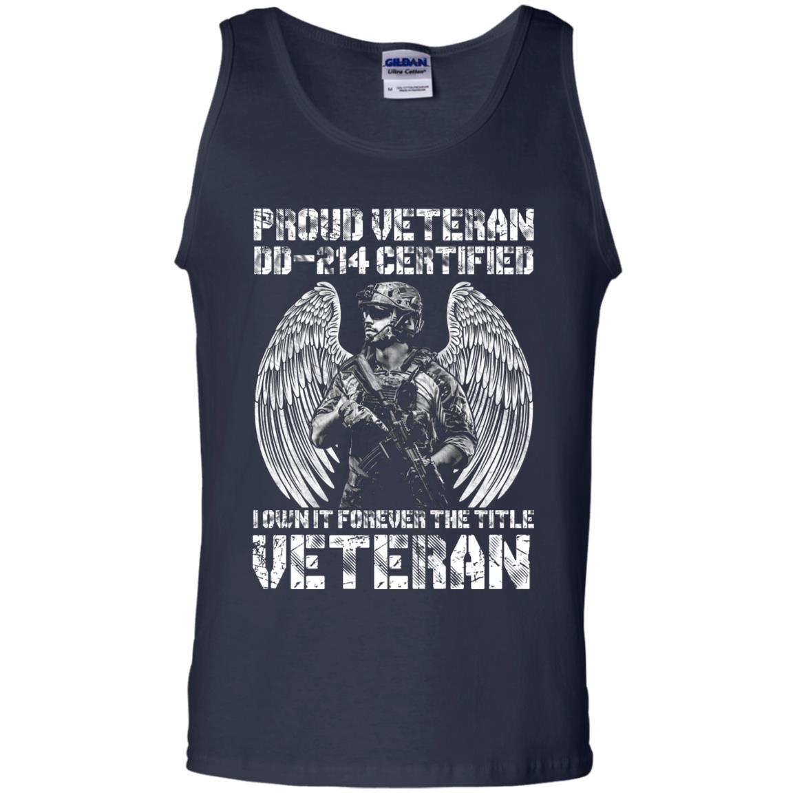 Military T-Shirt "Proud Veteran DD-214 I Own It Forever Men On" Front-TShirt-General-Veterans Nation