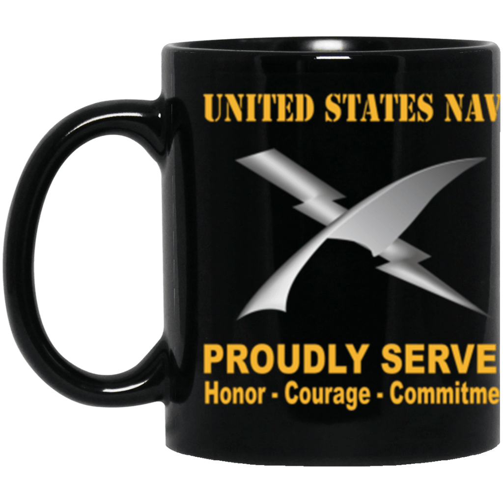 US Navy Cryptologic technician Navy CT Proudly Served Core Values 11 oz. Black Mug-Drinkware-Veterans Nation