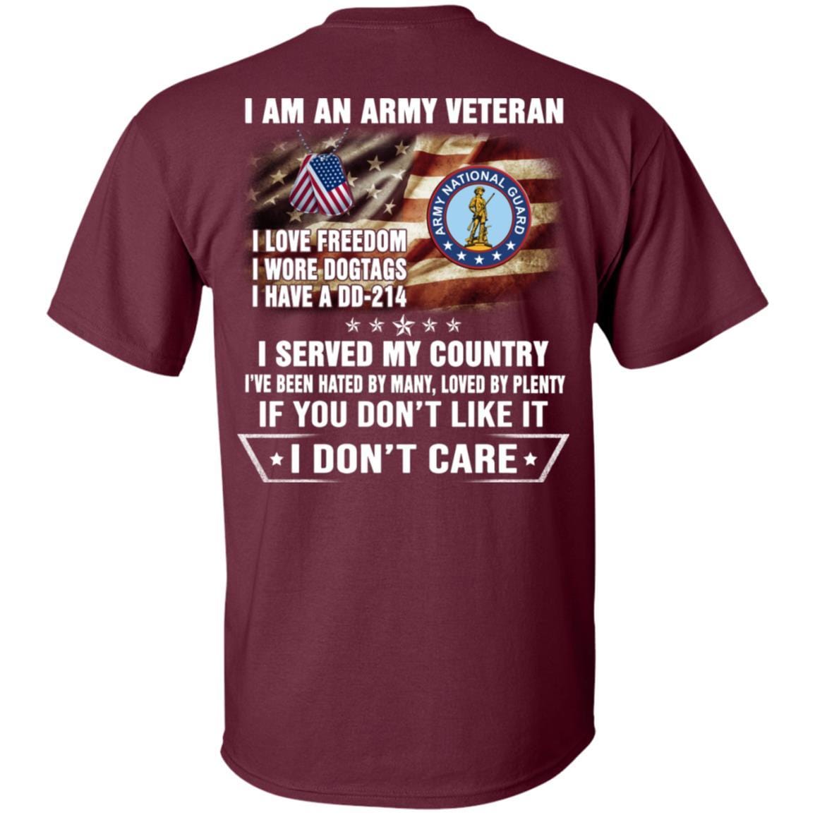 T-Shirt "I Am An Army National Guard Veteran" On Back-TShirt-Army-Veterans Nation