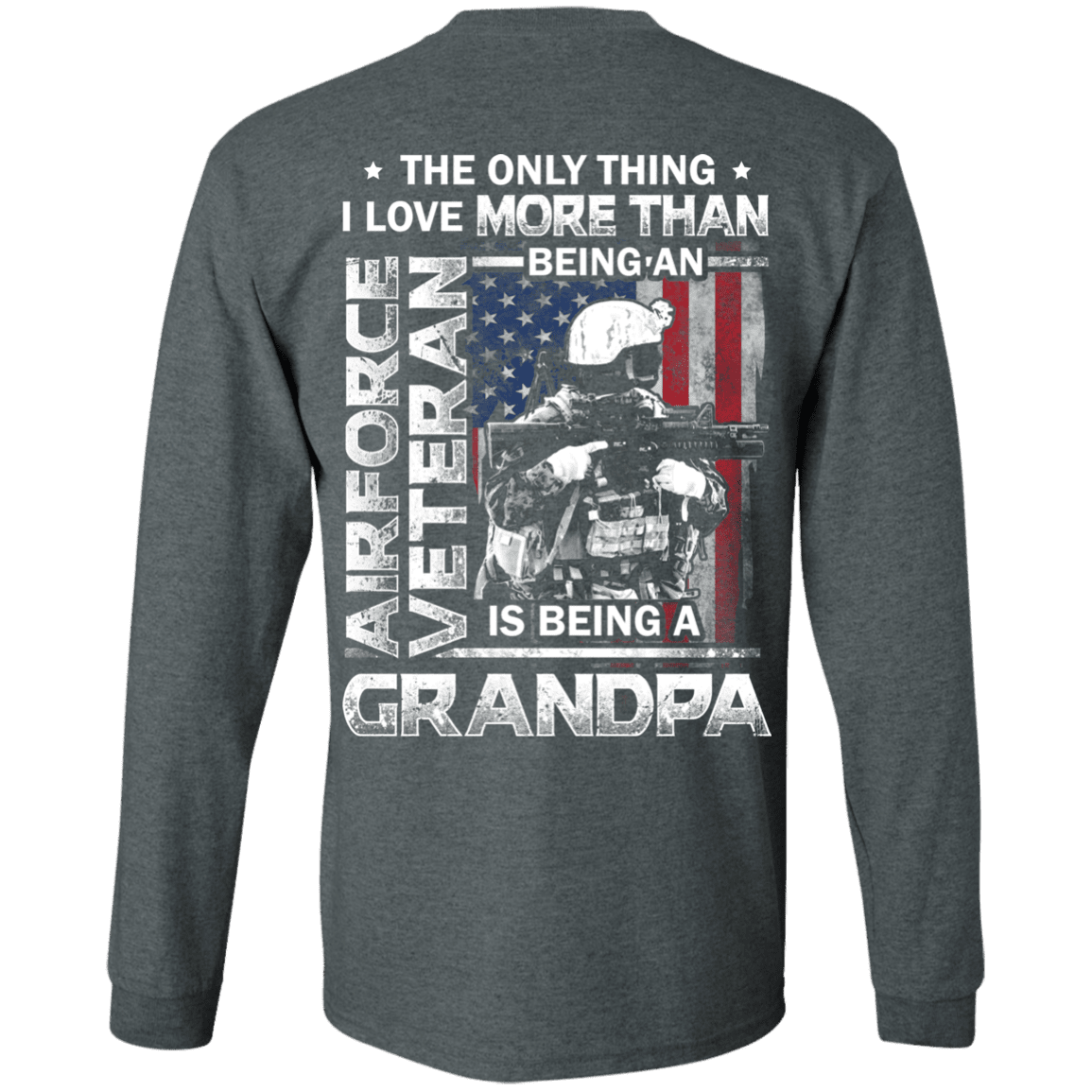 Military T-Shirt "Airforce Veteran I love Being A Grandpa" Men Back-TShirt-General-Veterans Nation