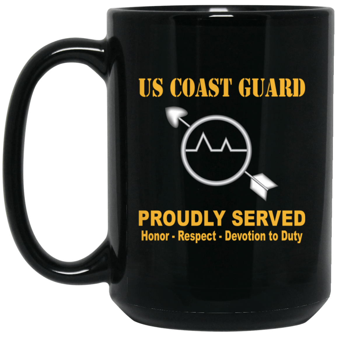 US Coast Guard Operations Specialist OS Logo Proudly Served Black Mug 11 oz - 15 oz-Mug-USCG-Rate-Veterans Nation