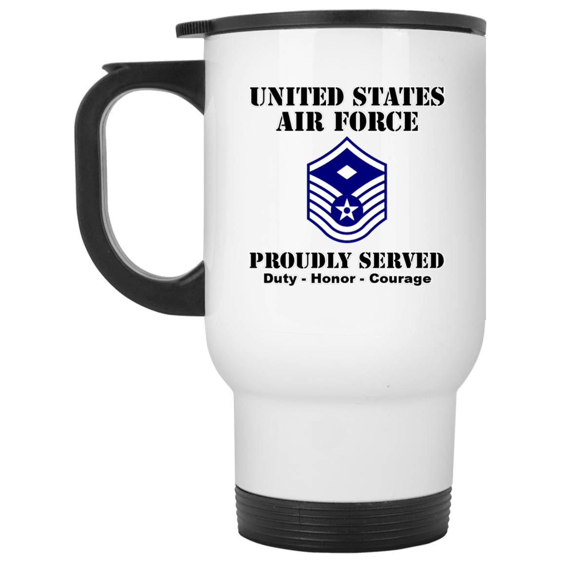 US Air Force E-7 First Sergeant Ranks White Coffee Mug - Stainless Travel Mug-Mug-USAF-Ranks-Veterans Nation
