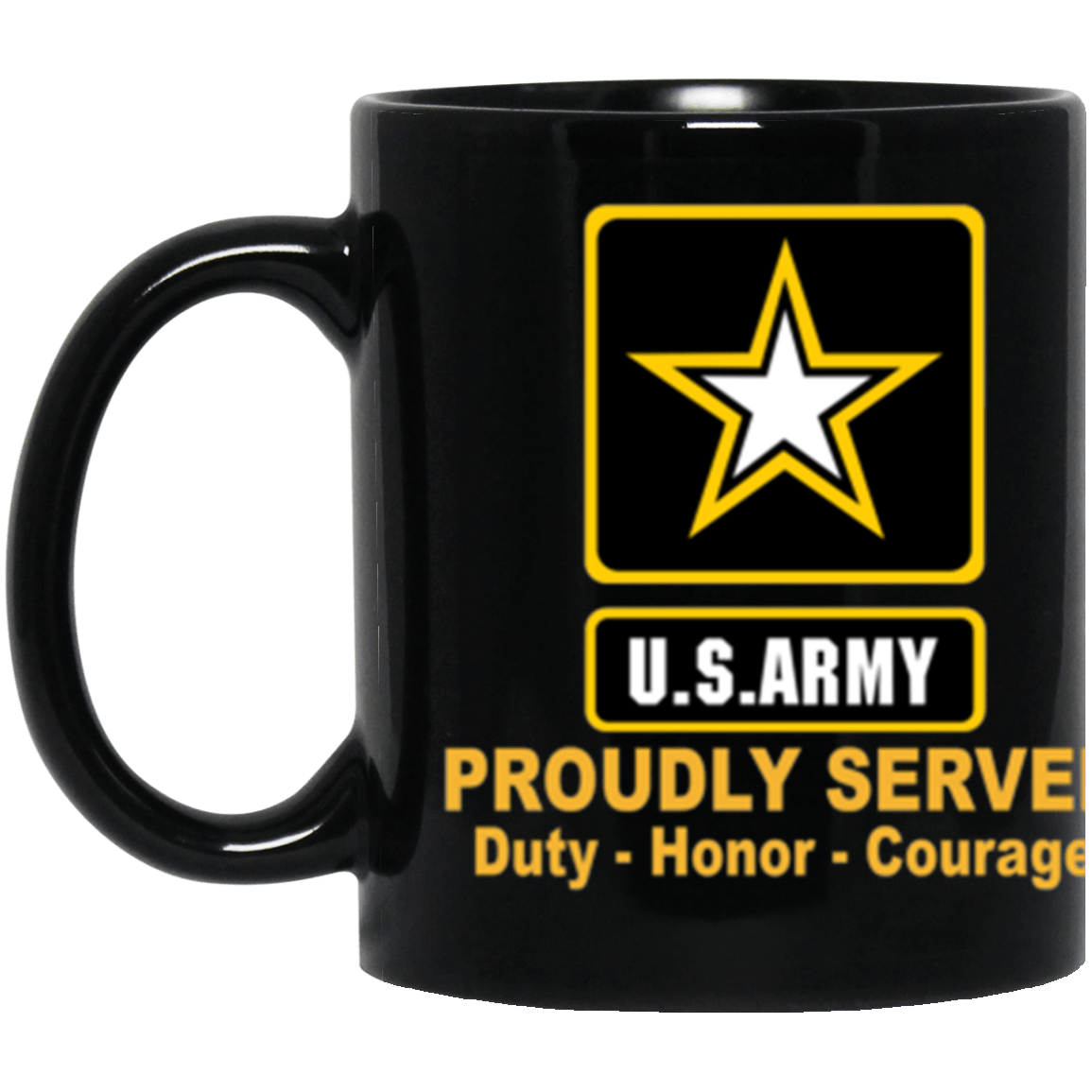 US Army Logo Proudly Served Core Values 11 oz. Black Mug-Drinkware-Veterans Nation