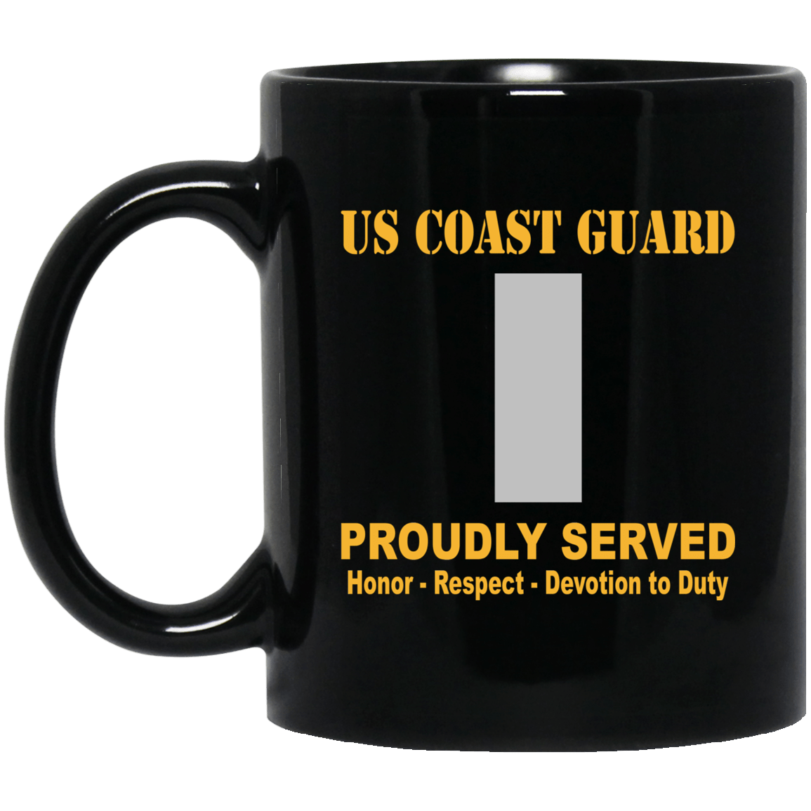 US Coast Guard O-2 Lieutenant Junior Grade O2 LTJG Junior Officer Ranks Proudly Served Black Mug 11 oz - 15 oz-Mug-USCG-Officer-Veterans Nation