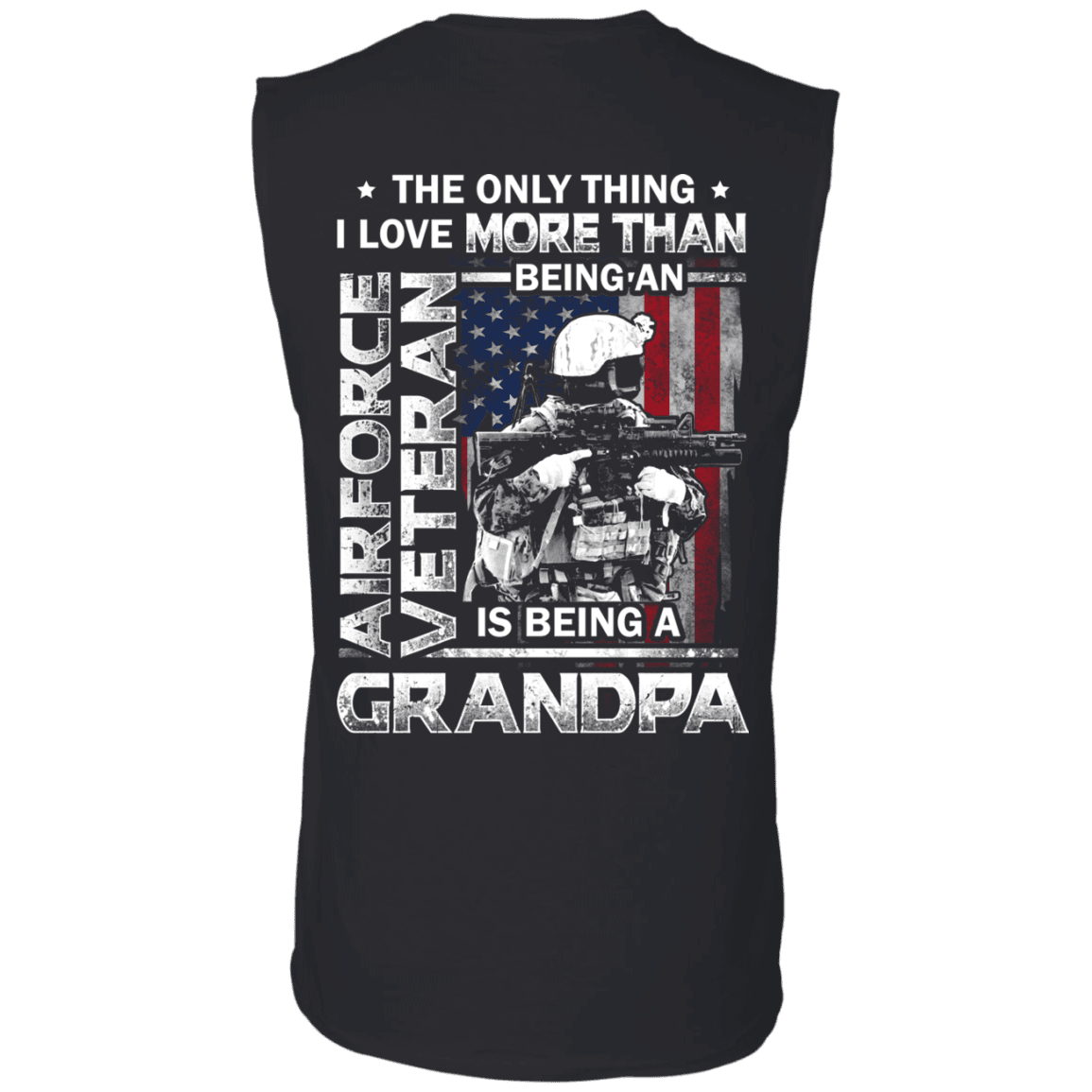 Military T-Shirt "Airforce Veteran I love Being A Grandpa" Men Back-TShirt-General-Veterans Nation