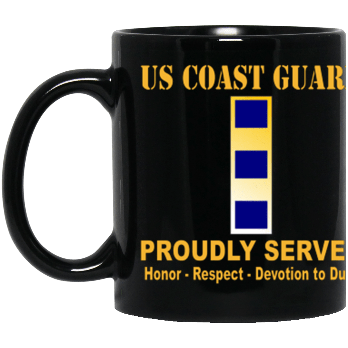 USCG W-2 Proudly Served Core Values 11 oz. Black Mug-Drinkware-Veterans Nation