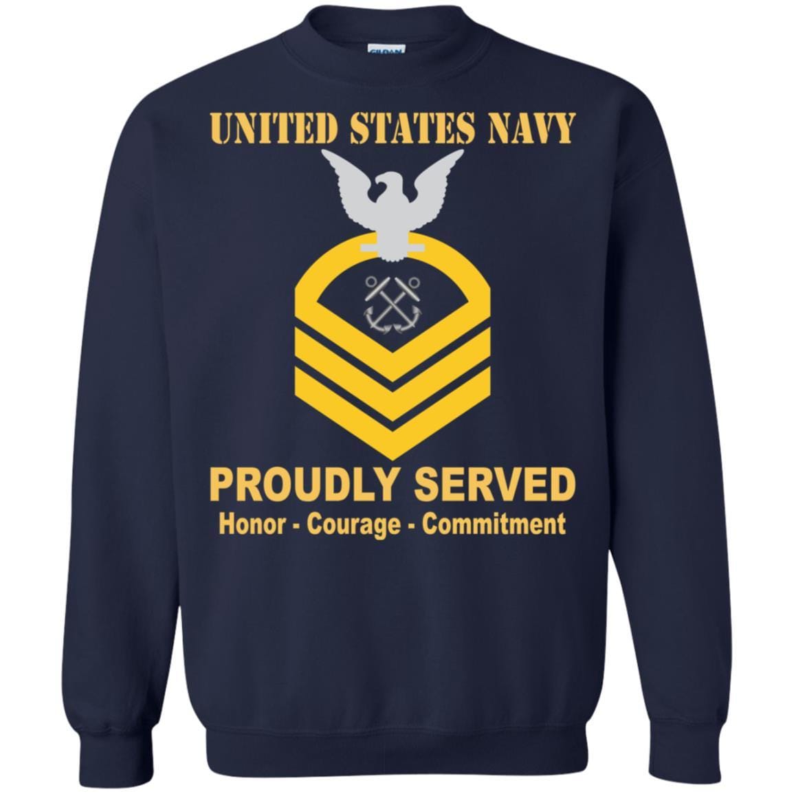 U.S Navy Boatswain's Mate Navy BM E-7 Rating Badges Proudly Served T-Shirt For Men On Front-TShirt-Navy-Veterans Nation