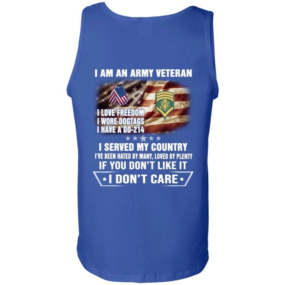 T-Shirt "I Am An Army Veteran" E-8 SPC(SP8)Rank On Back-TShirt-Army-Veterans Nation