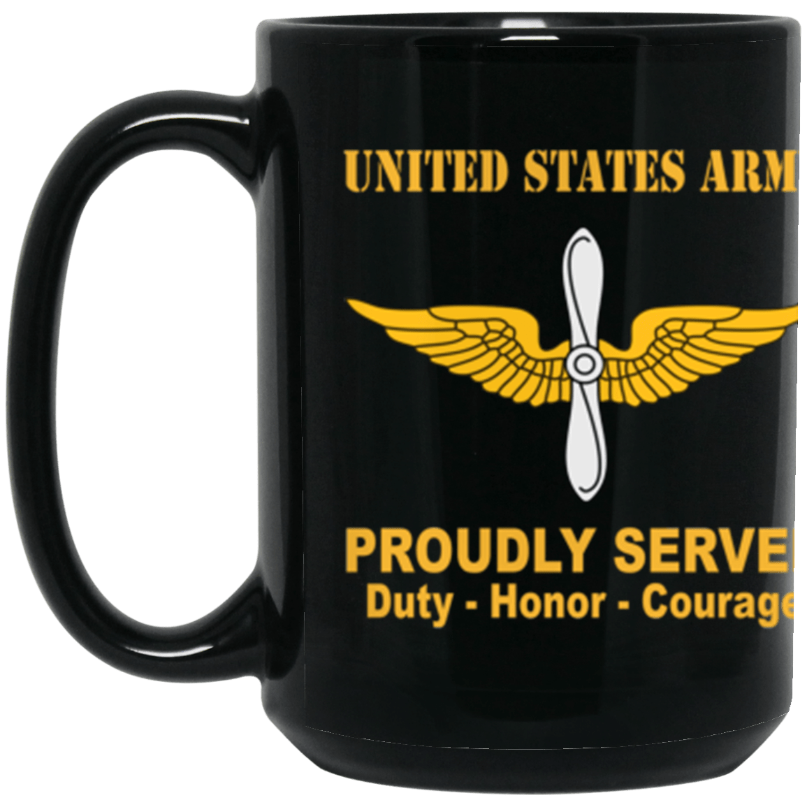 US Army Aviation Proudly Served Core Values 15 oz. Black Mug-Drinkware-Veterans Nation