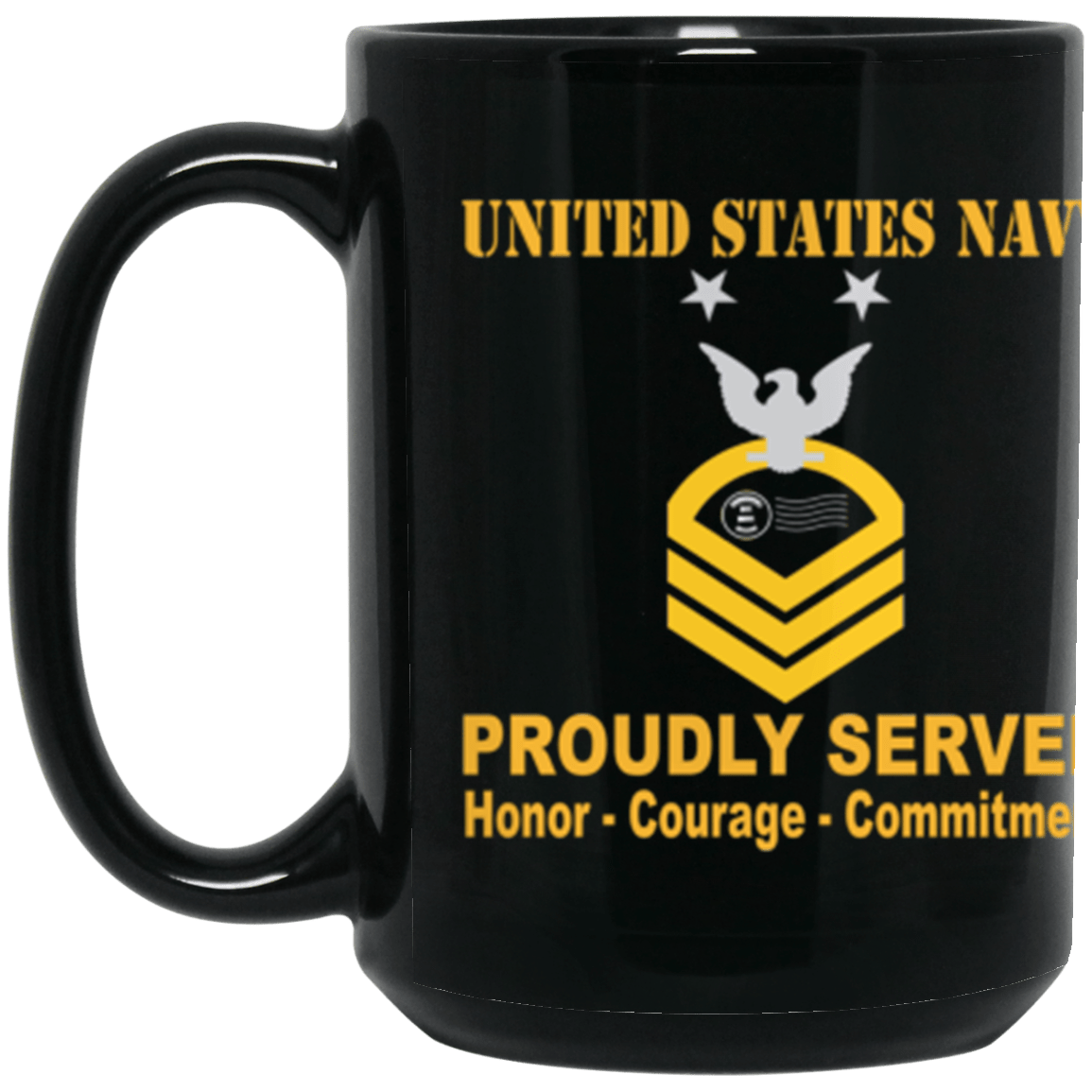 US Navy PC E-9 15 oz. Black Mug-Drinkware-Veterans Nation