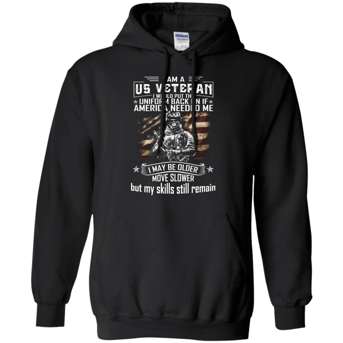 Military T-Shirt "I am A US Veteran With Skill Sitll Remain Men" Front-TShirt-General-Veterans Nation