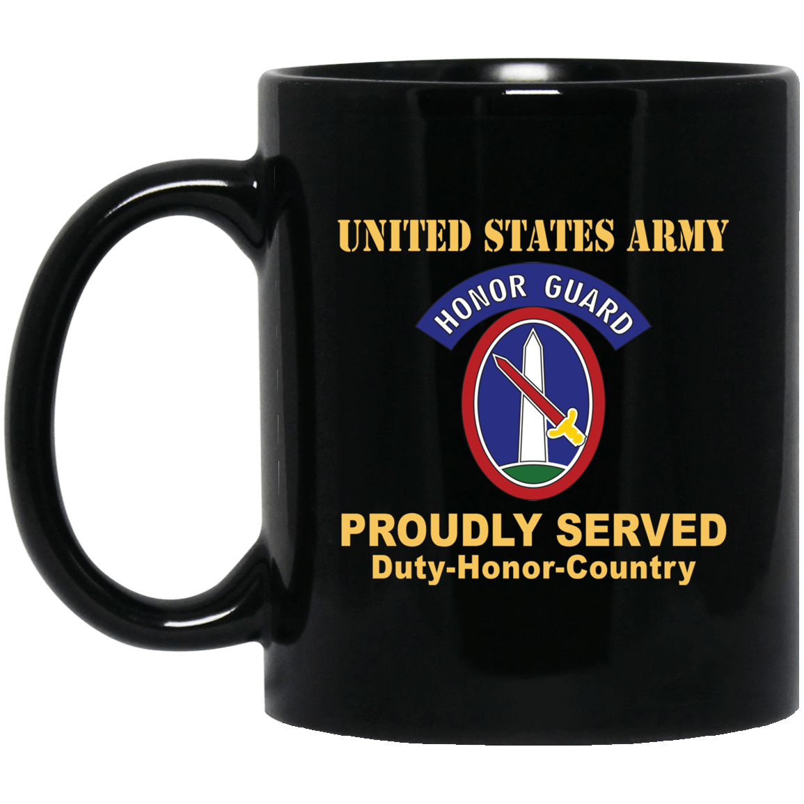 US ARMY 3RD INFANTRY REGIMENT, MILITARY DISTRICT OF WASHINGTON WITH HONOR GUARD TAB- 11 oz - 15 oz Black Mug-Mug-Army-CSIB-Veterans Nation