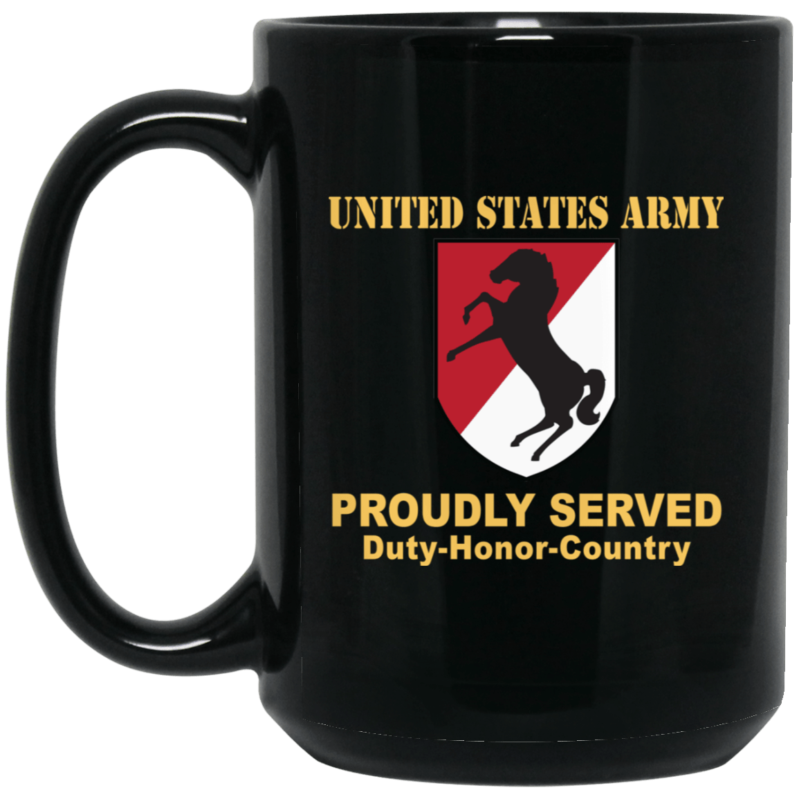 US ARMY 11TH ARMORED CAVALRY REGIMENT- 11 oz - 15 oz Black Mug-Mug-Army-CSIB-Veterans Nation