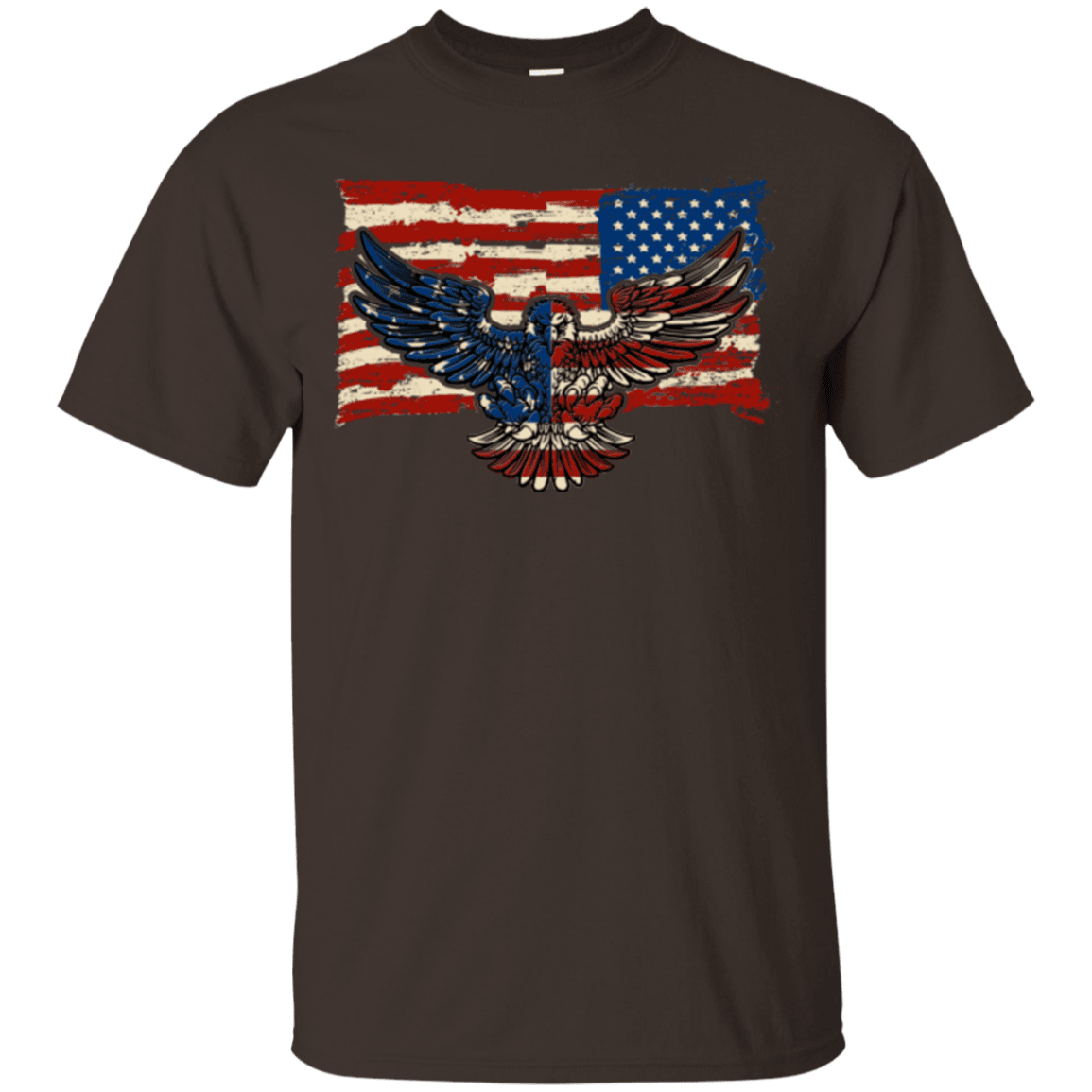 Military T-Shirt "Independence 4 of July Veteran Eagle Flag" Front-TShirt-General-Veterans Nation