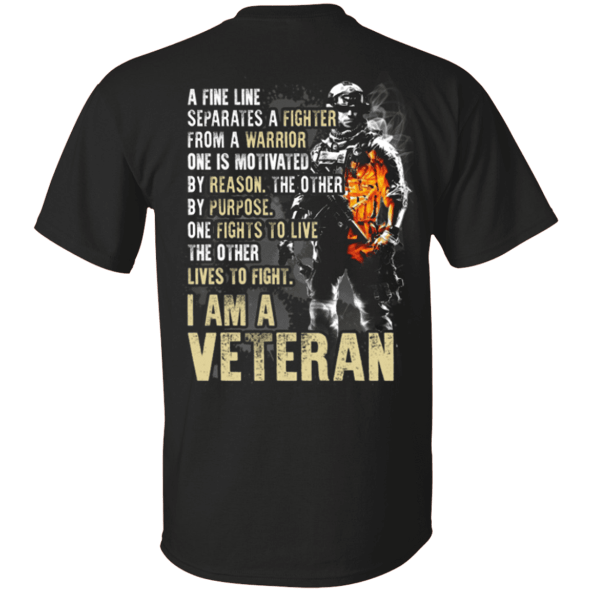 Military T-Shirt "I Am A Veteran" - Men Back-TShirt-General-Veterans Nation