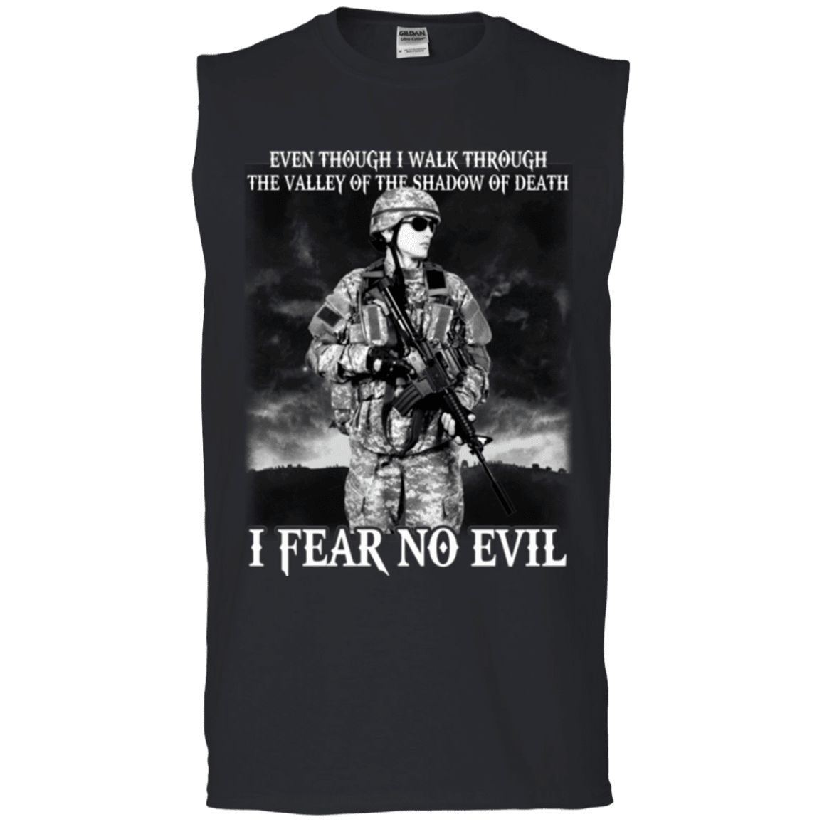 Military T-Shirt "I Fear No Evil Female Veteran Design On" Front-TShirt-General-Veterans Nation