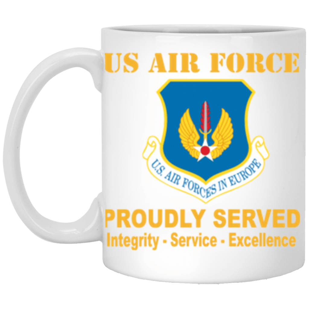 US Air Force United States Air Forces in Europe Proudly Served Core Values 11 oz. White Mug-Drinkware-Veterans Nation