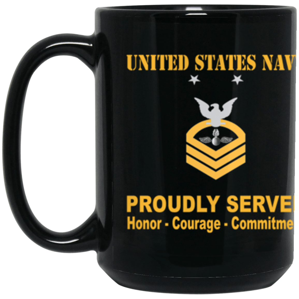 US Navy Aviation Ordnanceman Navy AO E-9 15 oz. Black Mug-Drinkware-Veterans Nation