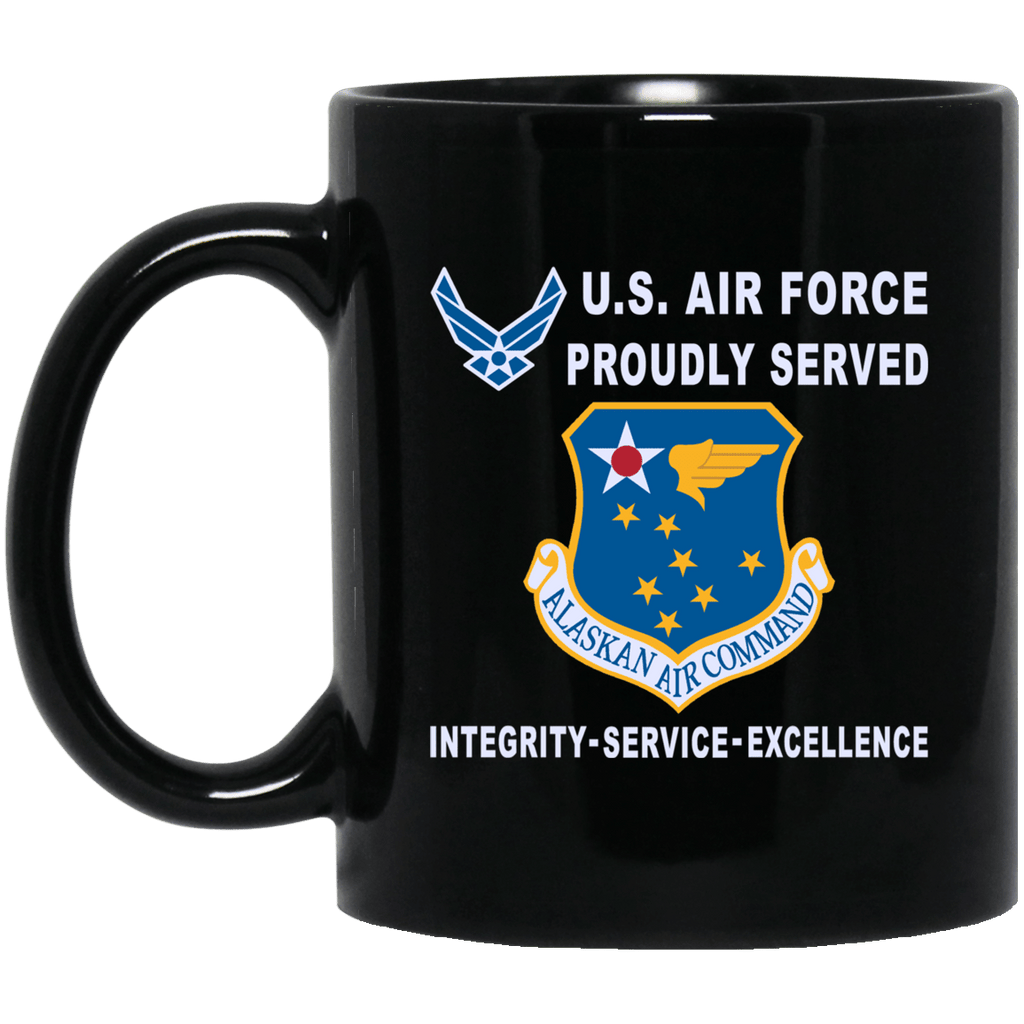 US Air Force Alaskan Air Command Proudly Served-D04 11 oz - 15 oz Black Mug-Mug-USAF-Shield-Veterans Nation