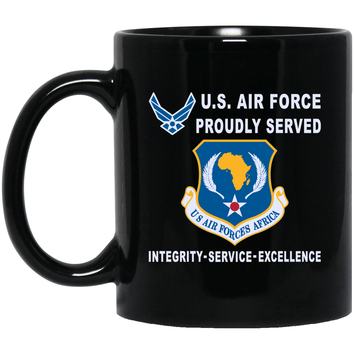 United States Air Forces Africa Proudly Served-D04 11 oz - 15 oz Black Mug-Mug-USAF-Shield-Veterans Nation