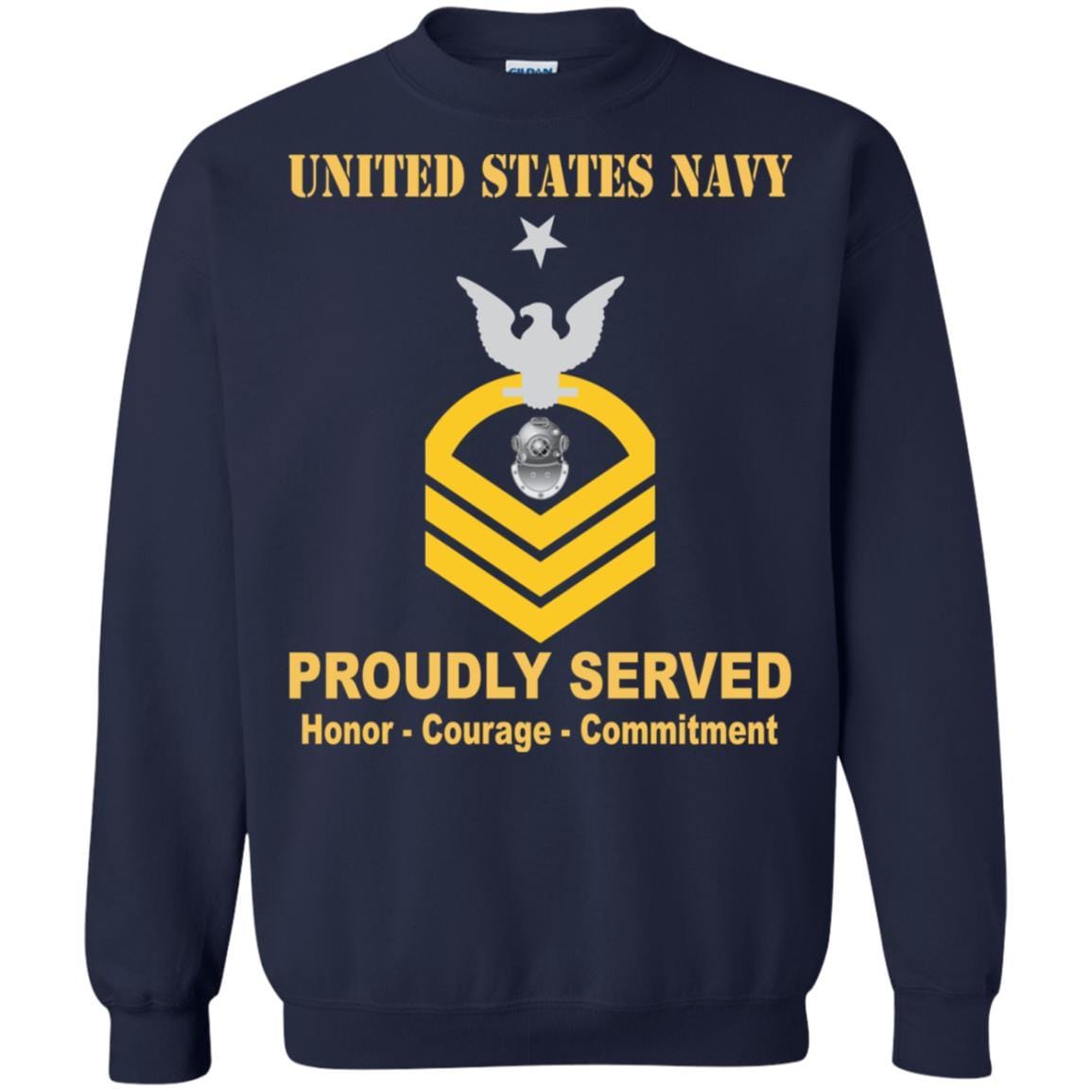 Navy Diver Navy ND E-8 Rating Badges Proudly Served T-Shirt For Men On Front-TShirt-Navy-Veterans Nation
