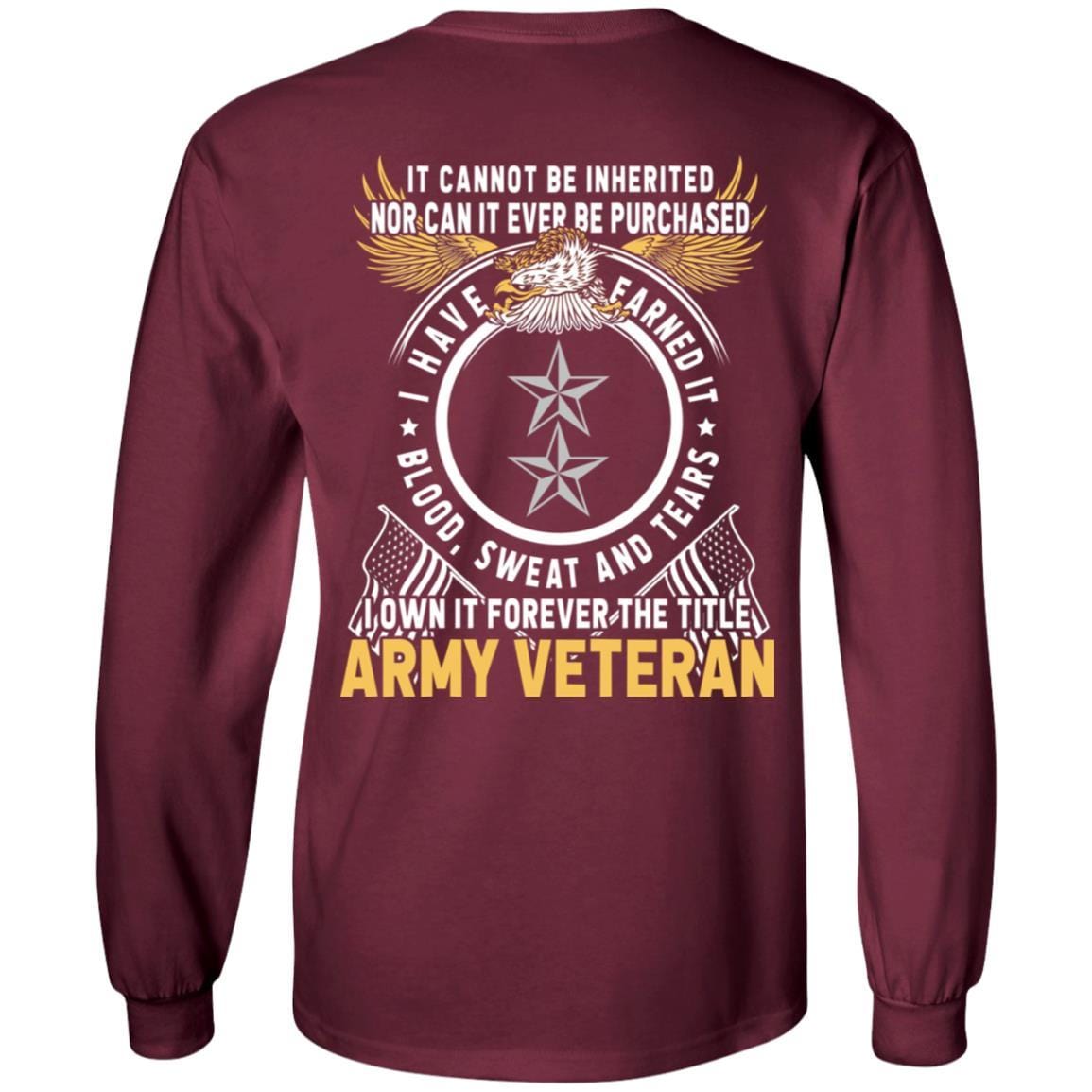 US Army O-8 Major General O8 MG General Officer Ranks T-Shirt For Men On Back-TShirt-Army-Veterans Nation