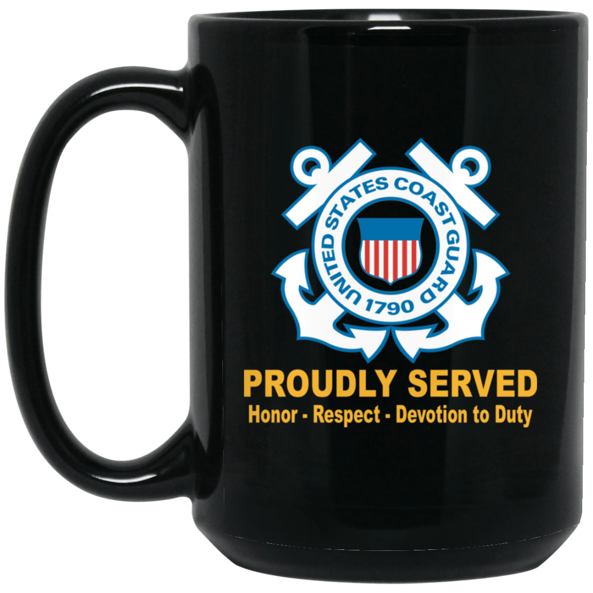 US Coast Guard Logo Black Mug 11 oz - 15 oz-Mug-USCG-Logo-Veterans Nation