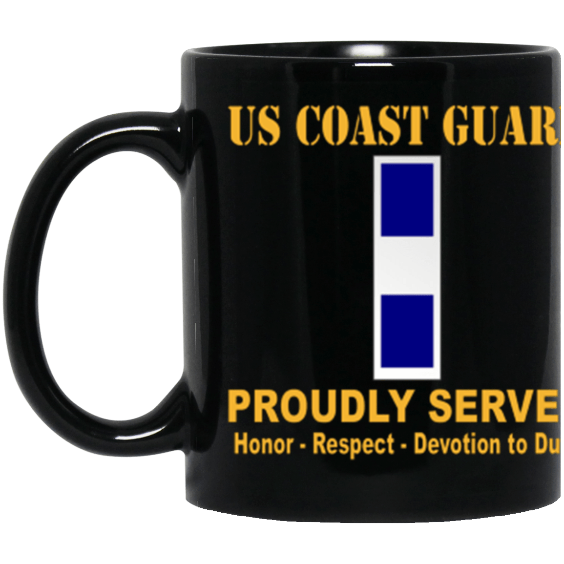 USCG W-3 Proudly Served Core Values 11 oz. Black Mug-Drinkware-Veterans Nation