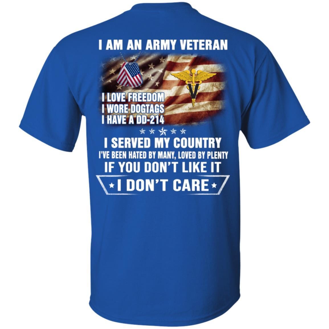 T-Shirt "I Am An Army Veterinary Corps Veteran" On Back-TShirt-Army-Veterans Nation