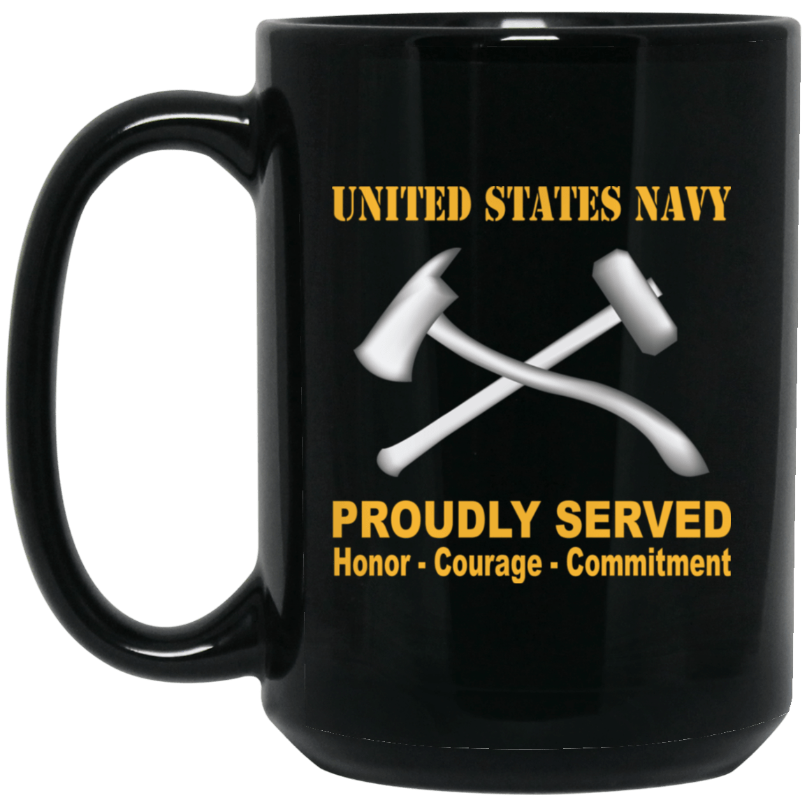 Navy Damage Controlman Navy DC Proudly Served Black Mug 11 oz - 15 oz-Mug-Navy-Rate-Veterans Nation