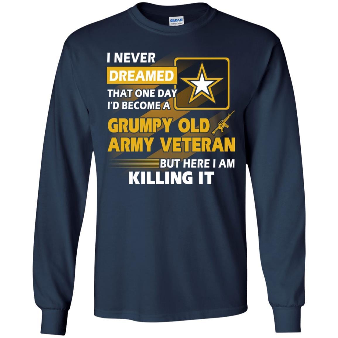 US Army T-Shirt "Grumpy Old Veteran" On Front-TShirt-Army-Veterans Nation