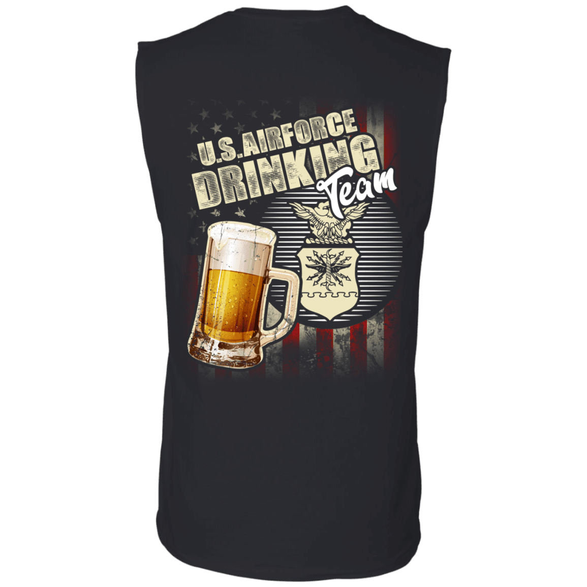 US Air Force Drinking Beer Team Back T Shirts-TShirt-USAF-Veterans Nation