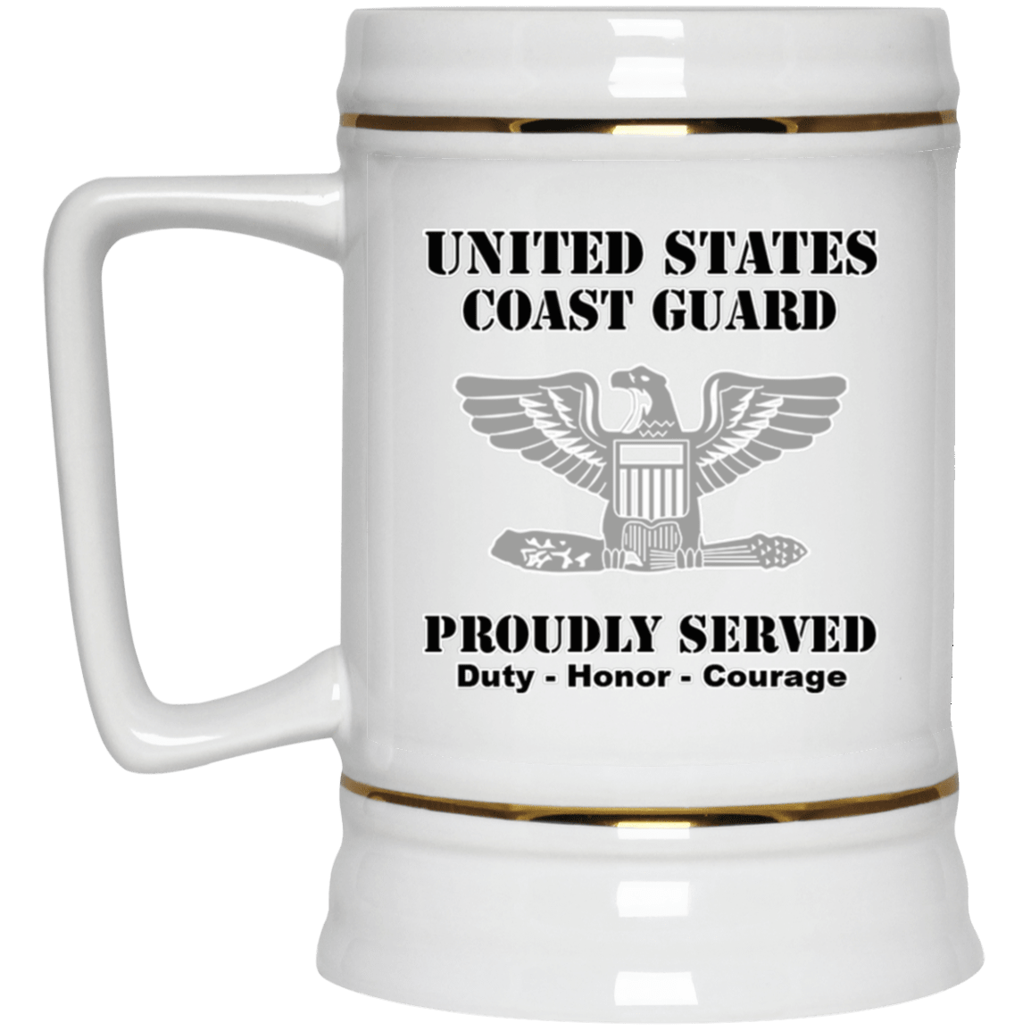 US Coast Guard O-6 Captain O6 CAPT Senior Officer Ranks White Coffee Mug - Stainless Travel Mug-Mug-USCG-Officer-Veterans Nation