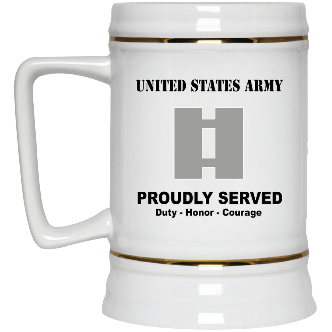 US Army O-3 Captain O3 CPT Commissioned Officer Ranks White Coffee Mug - Stainless Travel Mug-Mug-Army-Ranks-Veterans Nation