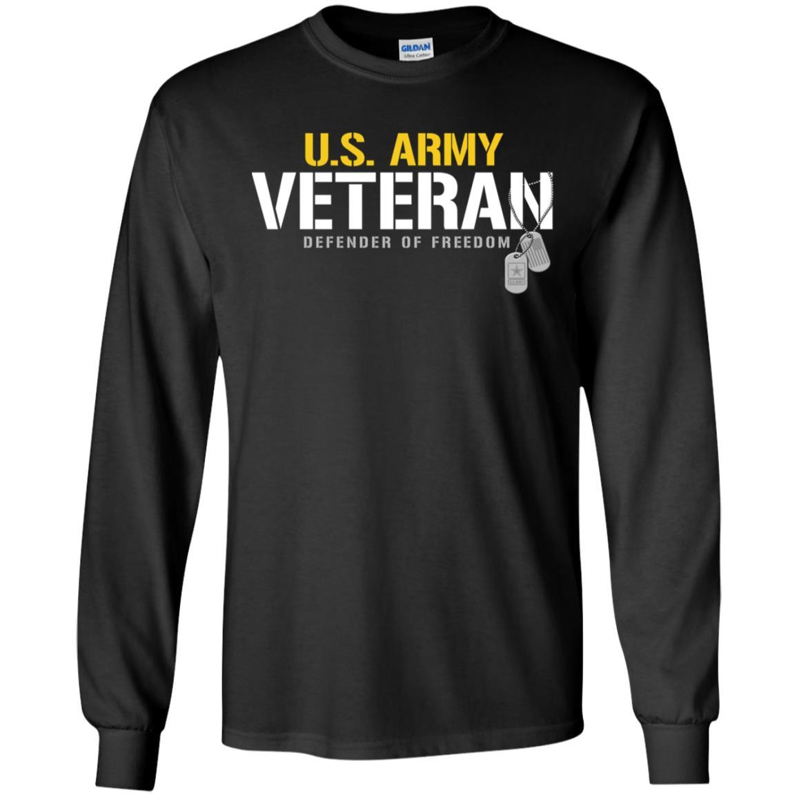 US Army T-Shirt "Veteran Defender Of Freedom" On Front-TShirt-Army-Veterans Nation
